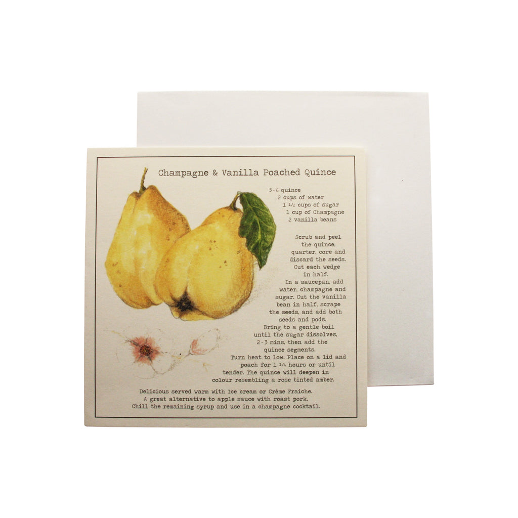 Champagne Vanilla Poached Quince Recipe Greeting card