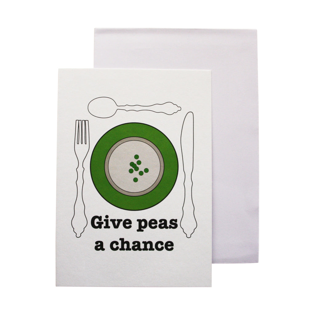 'Give peas a chance' card