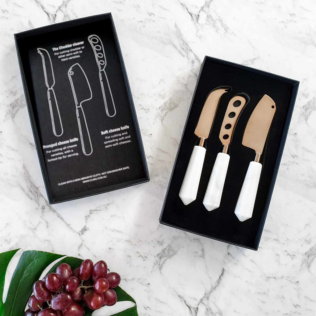 Clinq Cheese Knife Set Copper & Marble